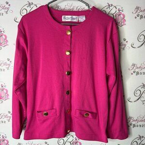 FairSet Pink Cardigan with Gold Buttons vintage sweater button up medium